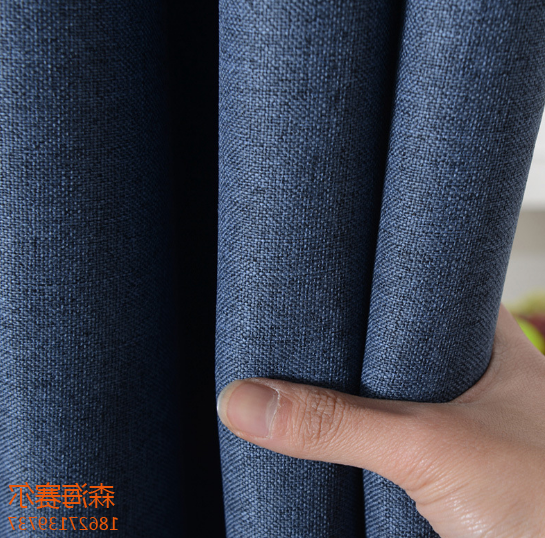 Solid color thickened linen shade engineering curtain